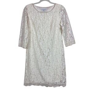 London Times White Ivory Lace Dress Bridal Shower Wedding Size 4